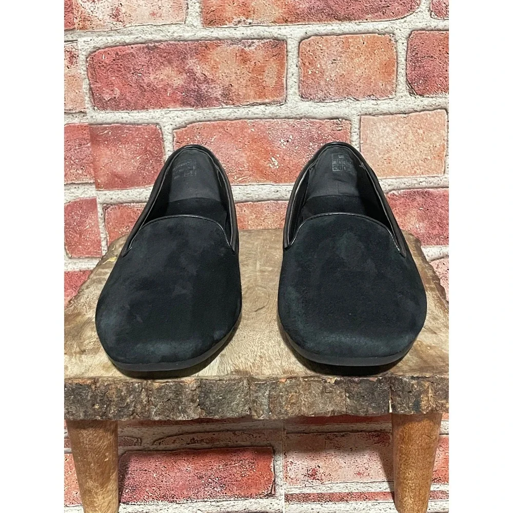 Vionic Coral Black Suede Slip On Loafers Womens 7.5 Wide Flats UN:07-2025
